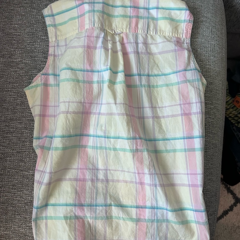 Multicolored Ralph Lauren short sleeve button up stripe top - Picture 3 of 5